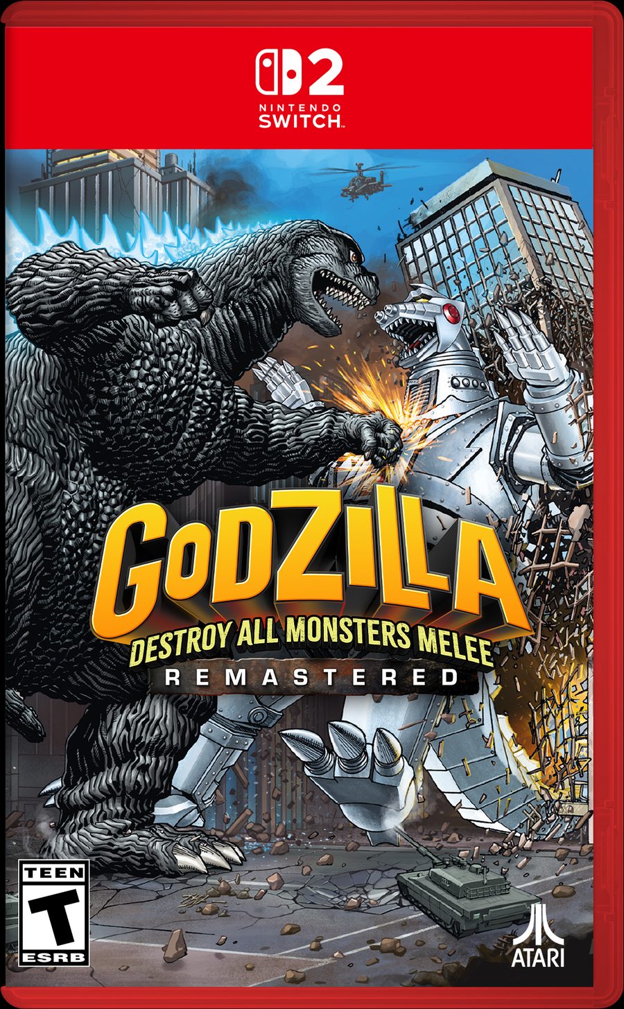 Nintendo Switch 2 box art for Godzilla Destroy All Monsters Melee Remastered